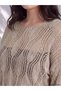 Nevavm Lcw Curve Beige Knitwear Openwork Oval Collar Women's Sweater with a Difference - 2