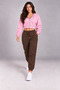 Women's Hooded Zippered Cropped Elastic Cuffed Sweatpants 3 Thread Rastered Set - 4