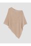 Alita City Lcw Curve Beige Knitwear Plain Women's Poncho with a Difference - 3