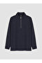 Alita City Lcw Comfort Navy Blue Interlock Plain Sweatshirt with a Difference