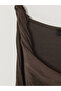 Peak New Season Brown Draped Collar Asymmetrical Cut Gathered Blouse - 6