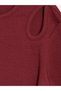 Two Mt Shop Quality Burgundy Oval Collar Window Detailed Girls' T-Shirt - 2