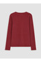 Two Mt Shop Quality Burgundy Oval Collar Window Detailed Girls' T-Shirt - 3