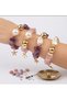Women's Bracelet with Sea Shell and Starfish Figures, Purple Cracked Stone Beads and Gold Color Apparatus - 4