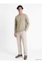 Vizyon New Season Green Crew Neck Long Sleeve Combed Cotton Men's T-Shirt - 2