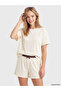 Ozmarka New Season Ecru Polka Dot Women's Shorts Pajama Set - 2