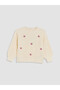 Two Mt Shop Quality White Oval Collar Embroidered Girls' Knit Sweater