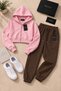 Women's Hooded Zippered Cropped Elastic Cuffed Sweatpants 3 Thread Rastered Set