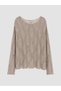 Nevavm Lcw Curve Beige Knitwear Openwork Oval Collar Women's Sweater with a Difference - 5