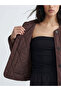 Alita City Lcw Vision Burgundy Diamond Pattern Oversize Women's Puffer Coat - 3
