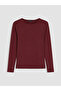 Two Mt Shop Quality Lcw Everyday Burgundy Ribbed Plain Tight & Slim Long Sleeve Women's Bodysuit - 5