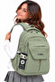 Waterproof Fabric Unisex Daily, Travel, School Backpack 2601 Khaki - 4