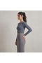 Women's Lycra Shirred Crew Neck Long Sleeve Body Crop Blouse - 2