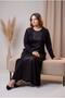 Crew Neck Leather Pattern Paneled Lace Detailed Combed Cotton Fabric Full Length Dress - 2