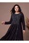 Crew Neck Silk Cupra Garnished Crystal Fabric Full Length Dress with Metal Button Accessories - 5