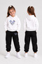 Girls' Hooded Tracksuit Set – Printed Hoodie Sweatshirt and Sweatpants Winter Outfit