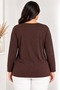 Women's Plus Size 100% Viscose V-Neck Long Sleeve Blouse with Slit Detail - 5