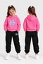 Girls' Hooded Tracksuit Set – Printed Hoodie Sweatshirt and Sweatpants Winter Outfit