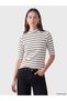 Two Mt Shop Quality Lcw Modest Brown Camisole Striped Super Skinny & Extra Slim Short Sleeve Women's Top