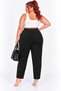 Plus Size High Waist Ribbed Textured Lace-Up Women's Trousers with Pockets - 5