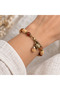 Brown Cream Beaded Turtle Detailed Bohemian Design Women's Bracelet
