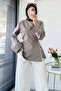Premium Slit Detailed Tie-Back Blouse - Mink - 2