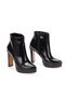 Women's Black Patent Leather Pointed-Toe Thick-Heeled Platform Comfortable and Stylish Boots - 5