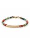 Red Green Beaded Gold Color Long Cylinder Detailed Stylish Women's Bracelet - 3