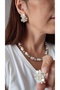 Xuping White Lily Flower Bouquet Pearl Stud Earrings - Glamorous Non-Tarnish Anti-Allergy Vintage Fade-Resistant Chic Gift Trend Women's Earrings