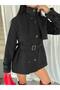 Stand-Up Collar Belt Buckle Detail Seasonal Medium Length Trench Coat - 6