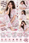 Women’s Cute Cat Print Pajama Set, 2-Piece Short Sleeve Button-Front Sleepwear with Collared Top and Long Pants, Printed Lounge Wear for Home - 3