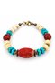 Red Turquoise Cream Beaded Antique Gold Detailed Special Design Women's Bracelet - 2
