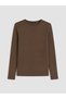Two Mt Shop Quality Lcw Everyday Brown Plain Tight & Slim Long Sleeve Women's Bodysuit - 6