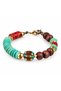 Turquoise Brown Red Beaded Gold Detailed Special Design Women's Bracelet - 2