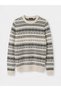 Vision New Season Beige Crew Neck Patterned Men's Sweater - 5