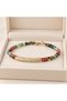 Red Green Beaded Gold Color Long Cylinder Detailed Stylish Women's Bracelet - 2