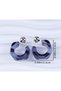 Xuping Navy Blue Enamel Twisted Silver Bulk Hoop Earrings - Modern Non-Tarnish Anti-Allergy Fade-Resistant Stylish Gift Trend Women's Earrings - 6
