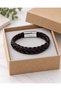 Dorvenis Shadowlattice Black Leather Men's Bracelet - Wide Woven Mesh Design - 3