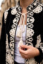 Women's Black Judge Collar Embroidered Tasseled Regular Fit Jacket - 3