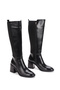 Women's Black Boots with Stretchable Back, Rubber Fabric, Thick Heels, Simple, Stylish and Comfortable - 3