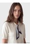 Alita City Lcw Modest Ecru Knitwear Plain Tie-Neck Women's Sweater - 3