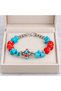 Turquoise Red Beaded Silver Color Embroidered Bohemian Design Women's Bracelet - 3