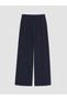 Ozmarka New Season Navy Blue Women's Pleated Trousers with Elastic Waist - 7