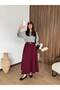 Burgundy Polyviscose College Skirt - 5