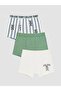 Ozmarka New Season Ecru Boys' College Teddy Printed 3-Piece Boxer Set - 6