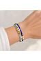 Navy Blue, Light Blue, White Beaded Evil Eye Detailed Multi-Row Women's Bracelet
