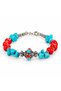 Turquoise Red Beaded Silver Color Embroidered Bohemian Design Women's Bracelet - 2