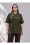 Two Mt Shop Quality Lcw Curve Khaki Combed Cotton Plain Oversize Short Sleeve Women's T-Shirt