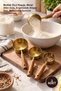 3-Piece Wooden Handle Measuring Spoon Set – Kitchen Measuring Spoon, Metal Gold Tip, Ergonomic Wooden Handle, Measuring Spoons
