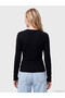 Two Mt Shop Quality Xside Black Camisole Plain Super Skinny & Extra Slim Long Sleeve Women's Bodysuit - 4